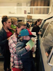 Kids from Centralia College Lab School took a peak at the Binder Gorham Printing