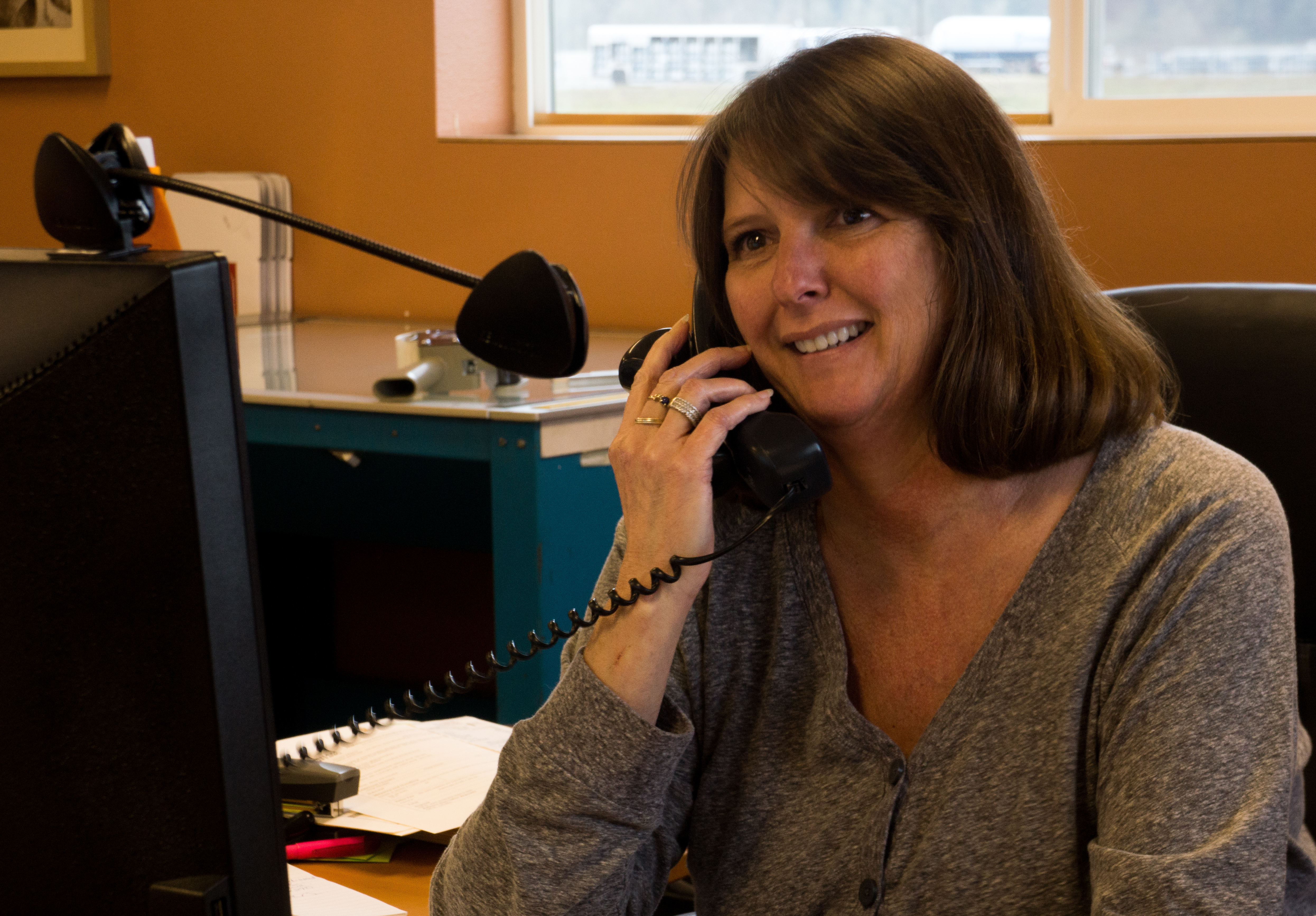 woman on the phone Gorham Printing