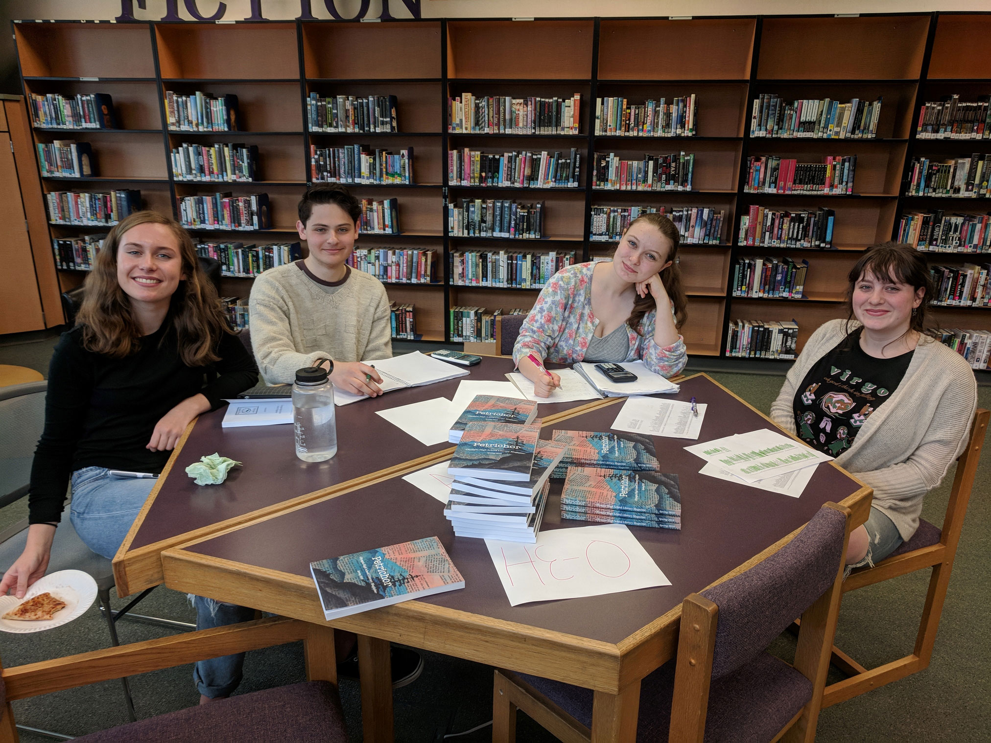 Olympia High School students at the library