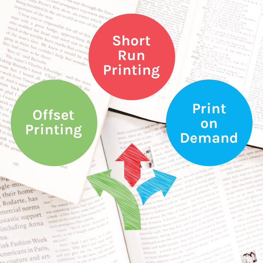 book printing options: short run printing, offset printing and print on demand.